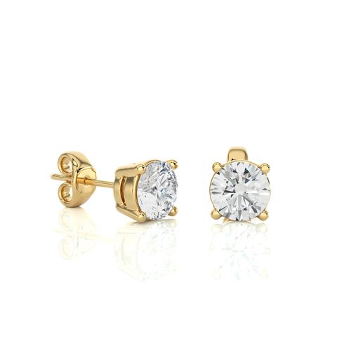 0.50Ct Lab Grown Round Solitaire Diamond Stud Earring Push Back, Yellow Gold — image 3