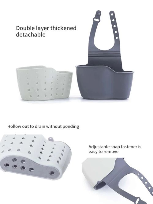 Kitchen Hanging Storage Drain Sink Organiser Rack Sponge Caddy Holder Plastic*** — image 3