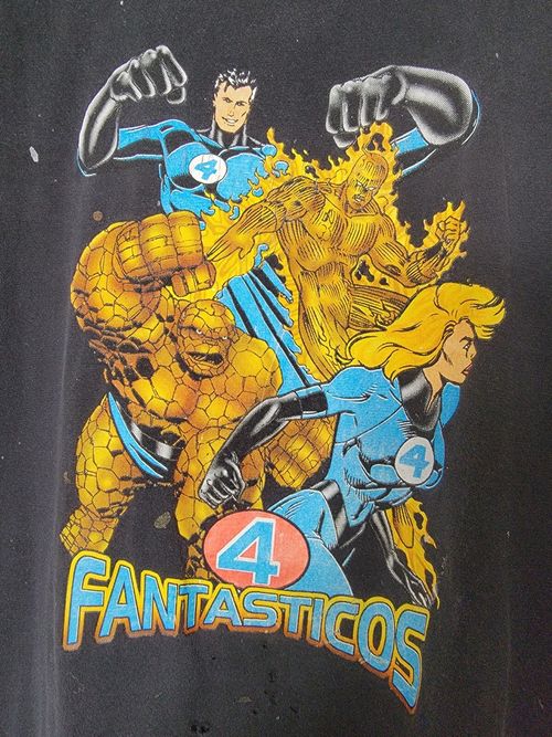 VTG Fantastic Four 4 Shirt Fantasticos Spanish Euro Tag 90s Y2K Distressed Rare — image 2