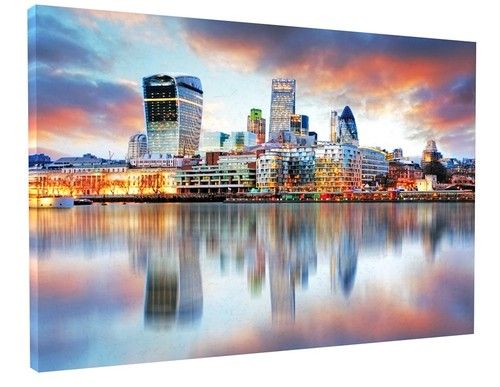 LONDON CITYSCAPE CANVAS PICTURE PRINT WALL ART FRAMED HOME DECOR 20 x 30 inches