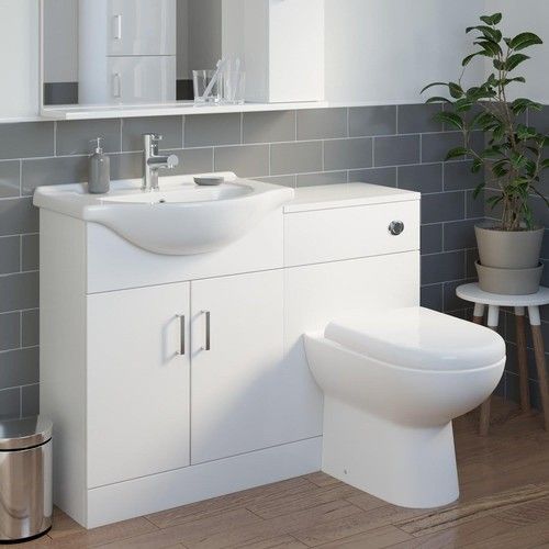 Bathroom Sink Cabinet Vanity Unit White Basin Storage Furniture Door Sink Toilet
