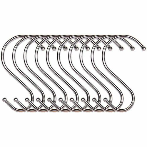 10PCS Stainless Steel S Hooks Kitchen Meat Pan Utensil Clothes Hanger Hanging UK — image 9