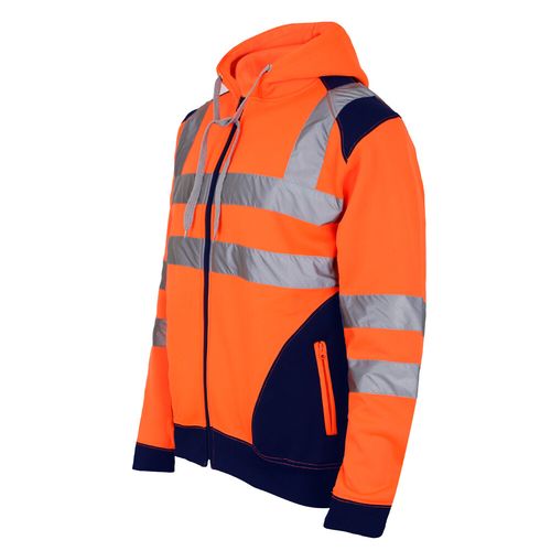 Hi Viz Vis High Visibility Jacket Hoodie Work Zip Hooded SweatShirt Fleece S-5XL — image 3
