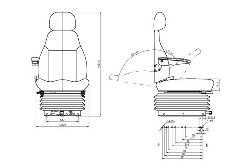TRACTOR MECHANICAL SUSPENSION SEAT Medium Large Fabric Cloth — image 3