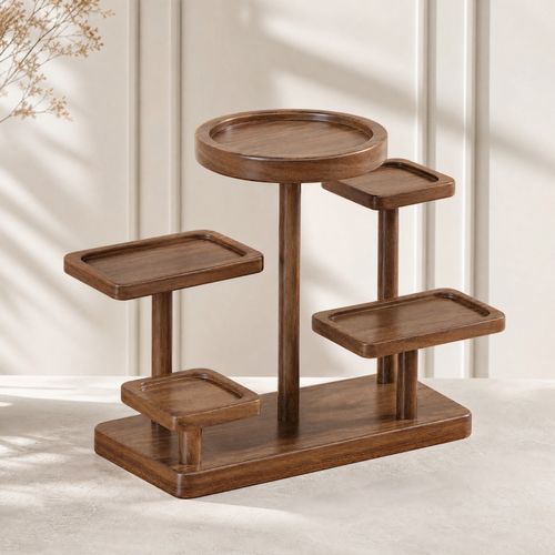 Wooden Tiered Riser Display Stand Sturdy Dessert Stand Rustic for Buffets — image 5