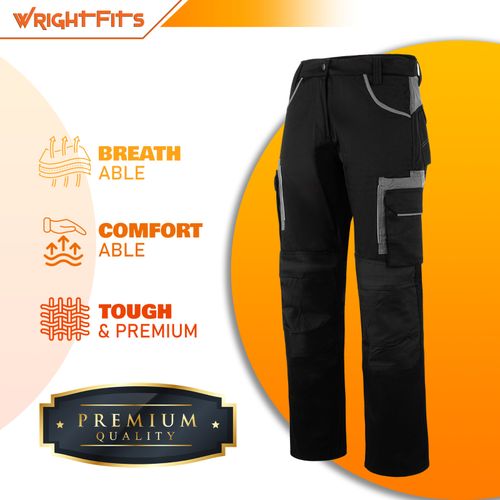 Work Trousers Men's Heavy Duty Cargo Black & Grey Combat Pants with Multi Pocket — image 2