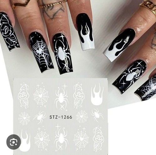 NAIL ART WATER DECALS  HALLOWEEN SPIDERS WEBS STZ-1266