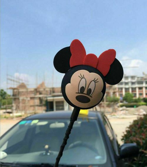 Cute Black Mickey Minnie Antenna Ball Car Aerial Ball Antenna Topper Decor Ball — image 1