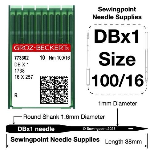 Groz Beckert Industrial Sewing Machine Needles DBx1 1738 16x257 R DB1 All Sizes