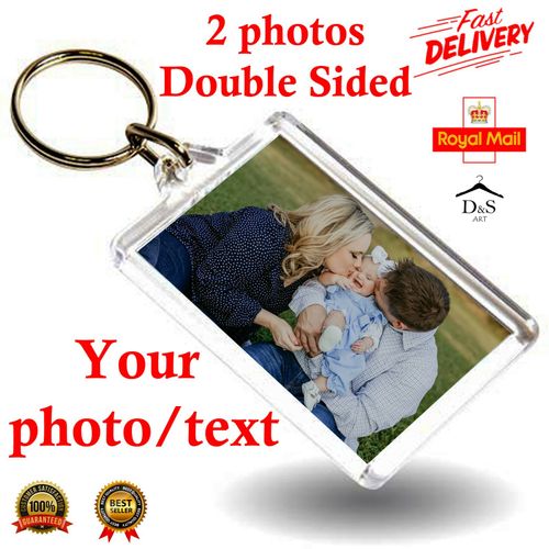 PERSONALISED PHOTO KEYRING Birthday Gift Any Image Text Double Sided Acrylic Key — image 2