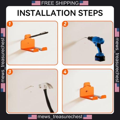 Garden Tool Organizer Rack Stainless Steel Wall Mount Holder for Trimmers — image 6