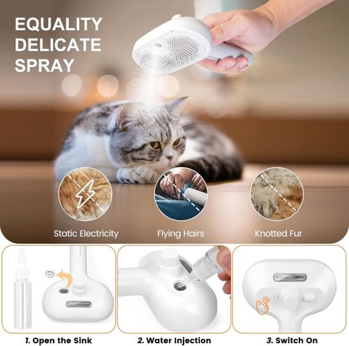 3 In 1 Cat Steam Brush Pet Electric Spray Massage Comb Dog Pet Hair Removal Comb — image 3