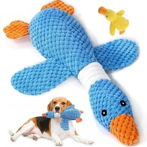 Indestructible Duck Dog Chew Toy UK Tough Squeaky Interactive Calming Pet Toy