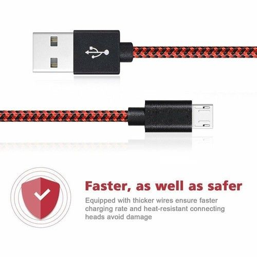 Heavyduty Braided Micro USB Charger Charging Lead Data Sync Phone Cable 1M 2M 3M