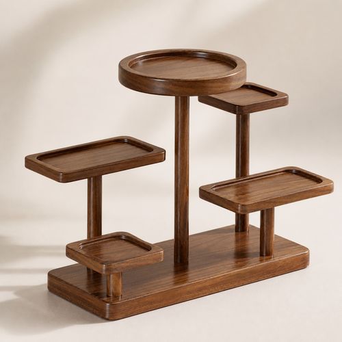 Wooden Tiered Riser Display Stand Sturdy Dessert Stand Rustic for Buffets — image 2