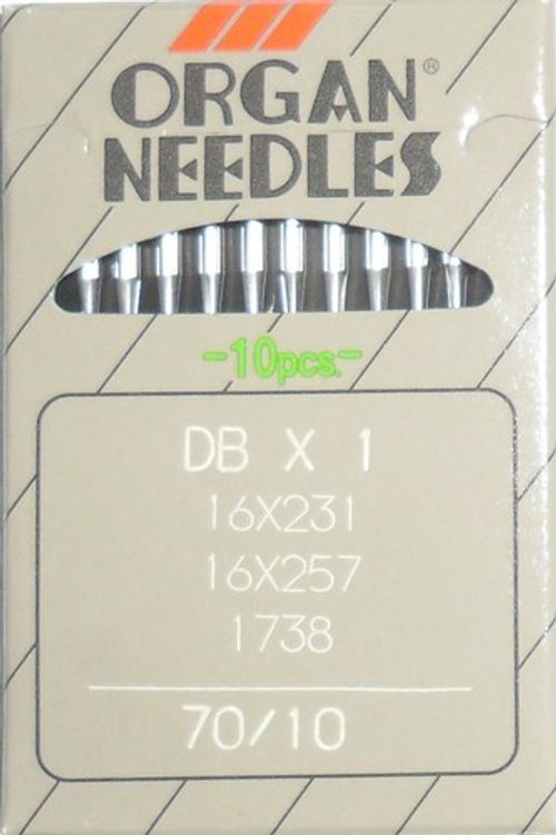 ORGAN INDUSTRIAL SEWING MACHINE NEEDLES, DB1 1738 16X231, PACK OF 10, ALL SIZES