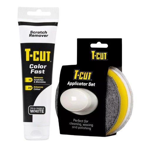 T-Cut Scratch Remover Color Fast Paint Restorer - White - 150g + Wax Applicator