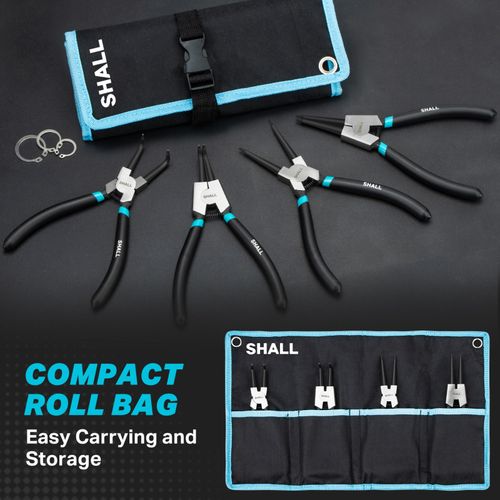 SHALL 4PC 7" Circlip Pliers Set Internal External Bent Straight Ring — image 6