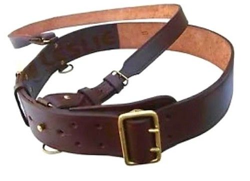 Sam Browne Belt Genuine Leather Complete British Military cross trap ARMY Brown