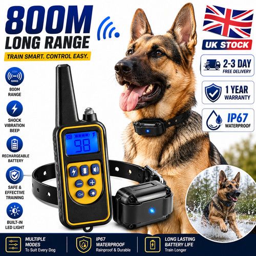 800M Electric Pet Dog Training Shock E-Collar Anti-Bark Obedience Remote LCD
