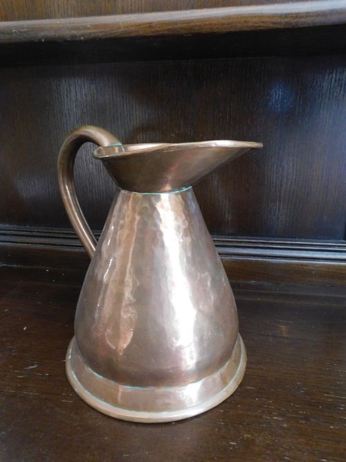 A Hammered Large Vintage Copper Water Jug Pitcher 19cm Tall x 16cm In Diameter — image 8
