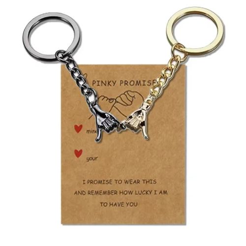 Matching Pinky Promise Couple Keychains Set Of 2 Zinc Alloy Gift — image 1