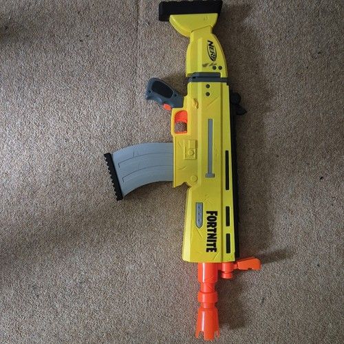 NERF Fortnite Scar Soft Dart Blaster Gun Yellow/Orange with Magazine