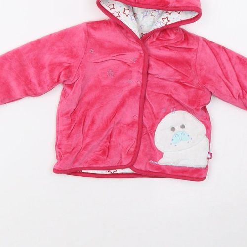 Marks & Spencer Girls Jacket Size 3-6 Months Pink Long Sleeve Hooded — image 8