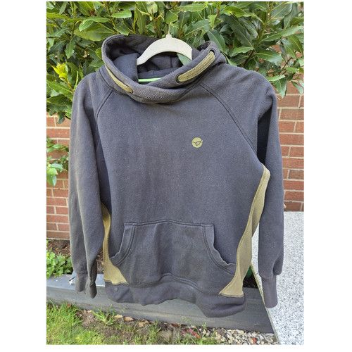 Korda Men's Pullover Hoodie Grey/Green M Cotton Fleece Logo Pockets Fishing