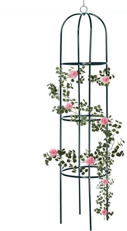 Ram® Large 2M Green Metal Garden Obelisk Heavy Duty Strong Tubular Plant Cage