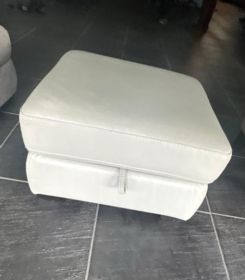 Grey Leather Storage Ottoman Footstool