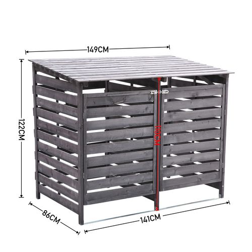 Wheelie Bin Storage Wooden Store Cover Garden Double/Triple Rubbish Dustbin Shed — image 2