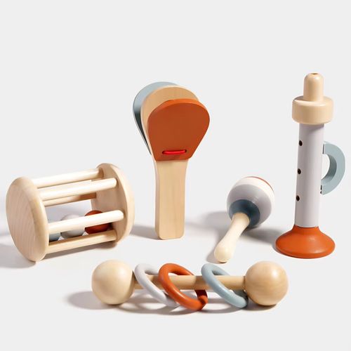 Wooden Teether Baby Musical Toy Sensory Toys Shake Jingle Rattle Toy Gift set — image 8