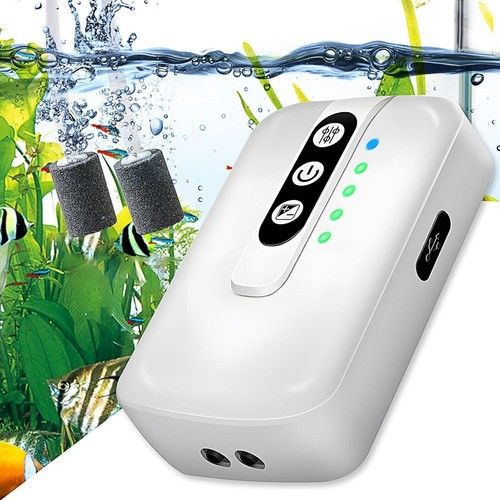 Silent Aquarium Oxygen Pump Air Pump Fish Tank Twin Outlet Valve Accessories UK