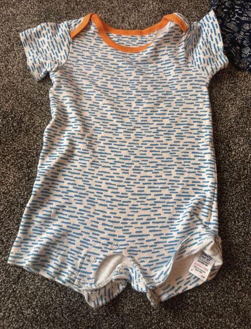 Mini B Baby & M&S 4pc Playsuit Bundle 9-12M Jersey Cotton Nautical Fish — image 6
