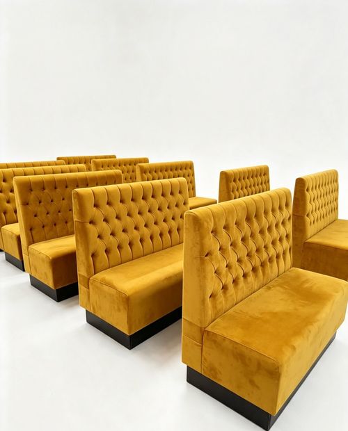 Restaurant Booth Seating Upholstered Button Tufted Banquette Bench Seat — image 3