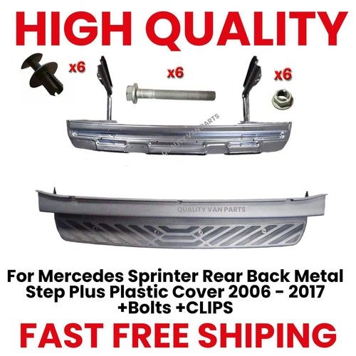 For Mercedes Sprinter Rear Back Metal Step Plus Plastic Cover 2006 - 2018 +Bolts