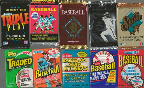 HUGE Lot of 100 Unopened Old Vintage Baseball Cards in Wax Cello Rack Packs — image 2