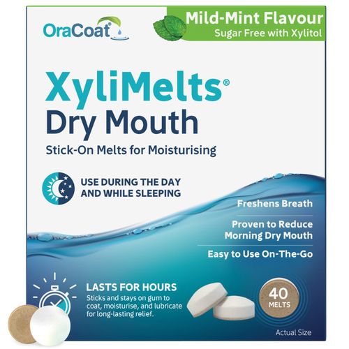 OraCoat XyliMelts Mild Mint 40 Discs for Dry Mouth, Night-Time Relief, Xylitol — image 1