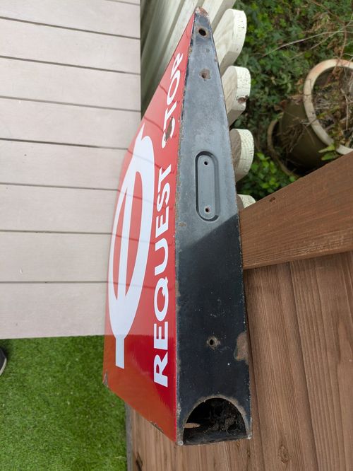 London Transport Bus Stop request "BOAT"Enamel sign.Double sided Burnham London. — image 6