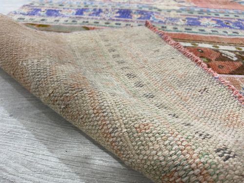 2.7x6.5 Turkish Vintage Rug Colorful Patchwork Oushak Runner Distressed Carpet — image 10