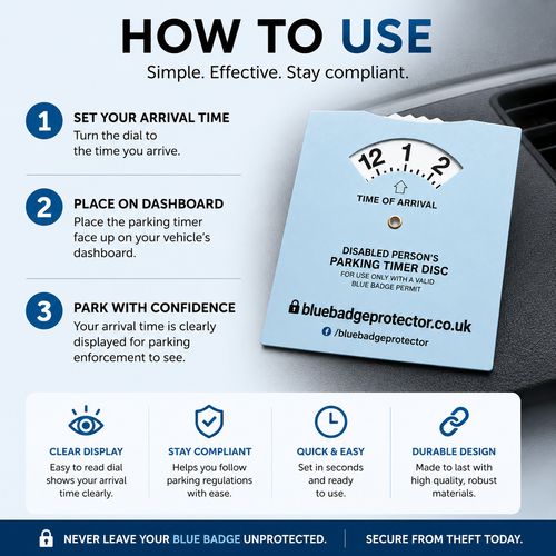 Blue Badge Protector Disabled Anti Theft Holder Lock & Timer Clock Set Wallet — image 9