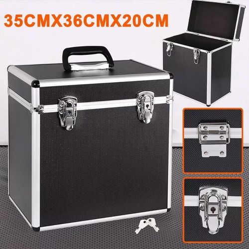 Vinyl LP Storage Box 12" Vinyl Record Storage Case Heavy Duty Lockable Box Black — image 7