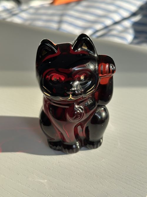 Baccarat Lucky Cat/Maneki Neko clear red Crystal Glass Accessory — image 5