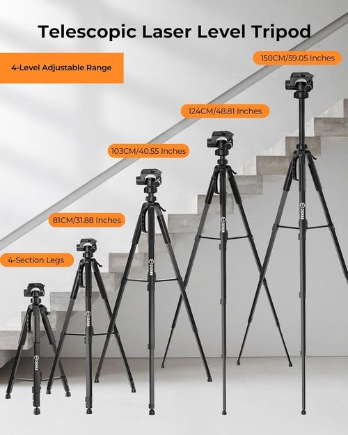 CIGMAN 1.5m Aluminum Laser Level Tripod with Spirit Level, with 5/8"-11 Male (FW — image 4
