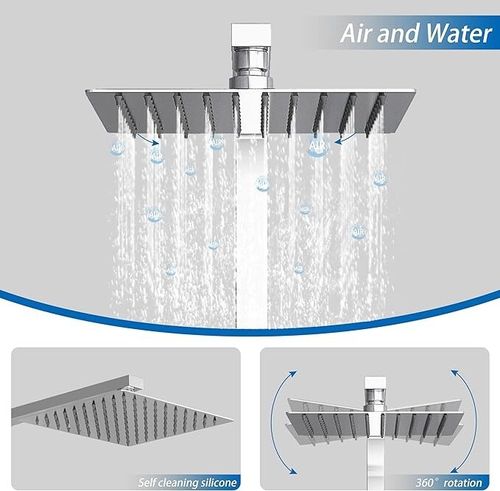 Bathroom Mixer Shower Thermostatic Dual Head Square Rainfall Head Handset Chrome — image 5