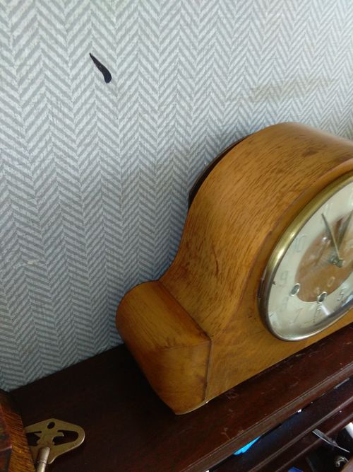 SMITHS MONTROSE ART DECOR WESTMINSTER CHIME 8 DAY MANTLE CLOCK WORKING KEY V G C — image 3