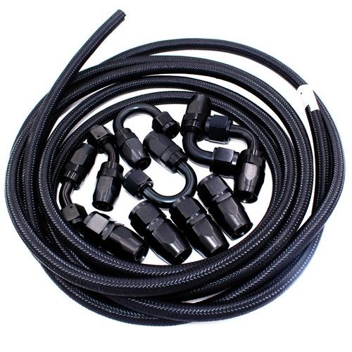 AN6 6AN Fitting Nylon Stainless Steel Braided Fuel Hose End Adapter Oil Line Kit