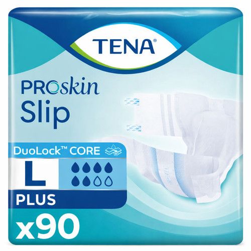 90 x TENA ProSkin Slip Plus Large Adult Incontinence Slips | 3 Packs of 30
