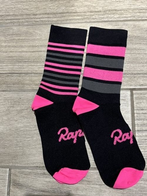 RAPHA   Pink   Large Cycling socks with Black Hoops